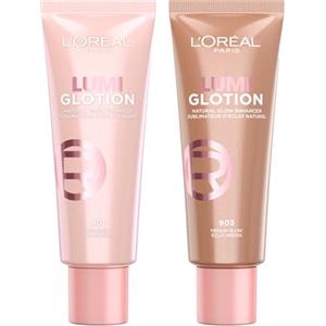 L'OREAL PARIS L'Oréal Paris Lumi Glotion Illuminante Liquido Illumina e Scolpisci - Beauty Routine Idrata Viso e Corpo Tonalità 901 Fair Glow + 903 Medium Glow - 2 Flaconi da 40ml