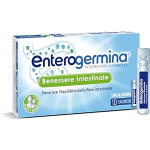 Enterogermina Benessere Intestinale, Fermenti Lattici Probiotici, Integratori Adulti e Bambini 3+ Favorisce l'Equilibrio della Flora Batterica Intestinale, Senza Glutine (10 Flaconcini/5 ml)