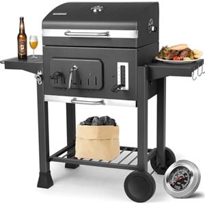 TLSUNNY Barbecue a Carbone, XXL Barbecue a carbonella con Ruote, Griglia per Barbecue con Coperchio, BBQ Carbonella in Giardino e all'aperto, Grande capacità, Grigio, 130x137x49 cm Barbecue carbonella