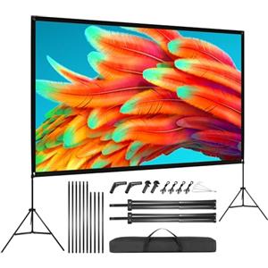 VISULAPEX 100Schermo Proiettore con Treppiede Telo Proiettore Supporto | 230x200cm,Doppia Proiezione Front/Retro,Antipiega Portatile Idea per Teatro Domestico il Cinema All'aperto Feste in Giardino