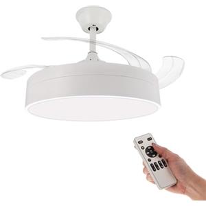 M Ledme - Ventilatore da soffitto con luce a LED Messe 72W Bianco, Telecomando e controllo dall'app, Basso consumo energetico, motore DC, 6 velocità, Silenzioso