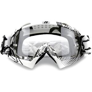 NENKI Occhiali da Motocross, Occhiali da Sci Uomo Donna, Anti Uv/vento/polvere/Graffio, Maschera Cross con Morbida Schiuma e Cinghia Regolabile per Attività All'Aperto, White & Black
