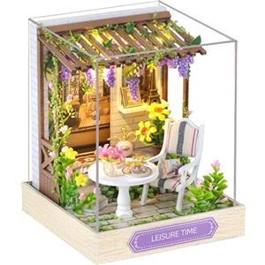 Cuteefun Kit Case in Miniatura da Costruire per Principianti, Miniature Casa delle Bambole Fai da Te con Mobili Copertura Antipolvere e Strumenti, Regali Creativi Artigianali (Tempo Libero)