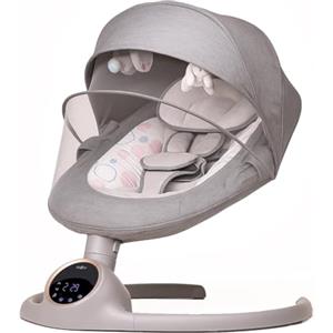 BEBE2LUXE ALPHA, Sdraietta dondolo automatico per neonato fino a 9 kg, Altalena Eletrica con Melodie, Telecomando, touch screen LED, Regolazione dello schienale, Timer, silenzioso
