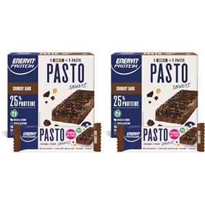 Enervit Protein Pasto Crunchy Dark, Barretta Proteica Sostitutiva del Pasto, Gusto Cioccolato Fondente, Per il Controllo del Peso, 1 Barretta:1 Pasto, VeganOK, Senza Glutine, 6 Barrette da 55g