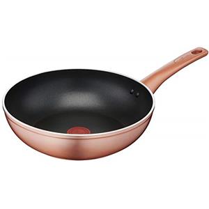 Lagostina Ramata Wok Antiaderente in Alluminio Ø 28 cm con Esterno Effetto Rame, Pentola Gas e Forno, Rivestimento Titanium Easy, Manico Ergonomico in Bakelite