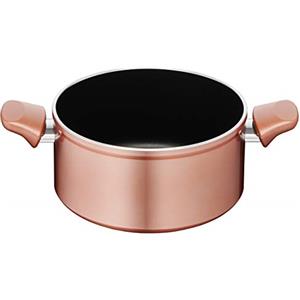 Lagostina Ramata Casseruola Fonda Antiaderente in Alluminio Ø 24 cm con Esterno Effetto Rame, Pentola Gas e Forno con Thermo-Signal, Rivestimento Titanium Easy, Due Maniglie in Bakelite