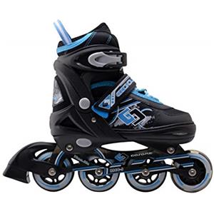 Tante Tina Pattini in Linea Professionali per Bambini e Adulti - Luminous Rollo Anteriore - Taglia Regolabile - Nero/Blu - Tg. L (38-41)