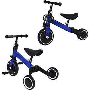 XUANYU 3 in 1 Triciclo Evolutivo Bambino, Bicicletta con Pedali Rimovibili per Bambini 1-7 Anni, Mini Bici/Girello Senza Maniglione Parentale, Bicicletta Evolutivo per Ragazze e Ragazzi (Nero-blu)