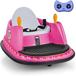 Mondial Toys Autoscontro Elettrico 12V Macchina Elettrica per Bambini BumperCar girevole a 360° con telecomando cintura di sicurezza Suoni e Luci a Led (BumperCar Rosa)