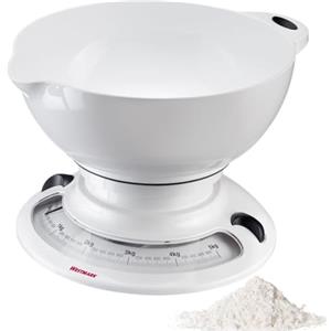 Westmark Bilancia da cucina con ciotola - Set pratico per pesare ingredienti per dolci o per cottura, impilabile, ciotola da miscelazione 2,3 litri, bilancia bianca