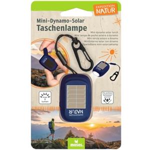 moses. Expedition Natur - Mini torcia solare per bambini, ricaricabile, con manovella e pannello solare, con 3 LED luminosi e cinturino da polso