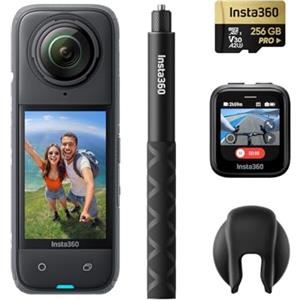 Insta360 X4 Pack GPS - Action Cam 360° 8K Impermeabile, Video Grandangolari in 4K, Selfie Stick Invisibile. Protezioni Lenti Rimovibili, Autonomia Batteria 135 min, Editing IA, Stabilizzazione