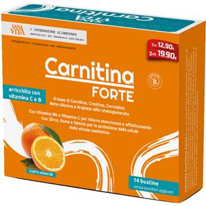 Paladin Pharma Sanavita Carnitina Forte - Integratore Energetico con Creatina e Vitamine, 14 Bustine