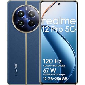 realme 12 Pro 5G Smartphone, 12+256GB, ritratto con teleobiettivo Sony Zoom ottico 2X, Fotocamera IMX882 OIS, Display curvo da 120Hz, Ricarica SUPERVOOC da 67W, Batteria massiva da 5.000mAh, blu