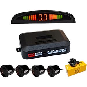 Aiuphing sensori parcheggio auto,4 Sensori kit sensori di parcheggio cicalino radar,Desplay LED,Acustico Auto Reverse Backup di Sistema (Nero)