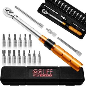 CCLIFE Chiave Dinamometrica 1/4 1-25 Nm, Bici, Auto e Moto Chiavie Dinamometrica Set con Prolunga 10 cm, Giunto Universale, 19 Pezzi