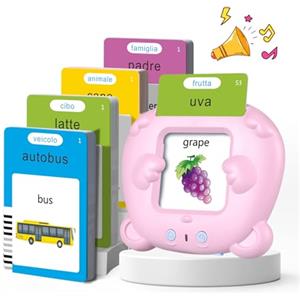 VISATOR Talking Flash Cards Schede Flash Cards Parlanti Flash Cards Flash Cards Bambini Giocattoli Educativi per Bambini 3+ Anni Autismo Giochi Regali di Compleanno Giochi Montessori(Rosa Italiano)