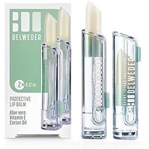 BELWEDER - Balsamo Labbra Protettivo con Aloe Vera, Vitamina E, Olio di Semi di Cotone - Balsamo Labbra Idratante - Protezione e Rigenerazione - Burrocacao Labbra Trasparente - 2 x 3,5 g