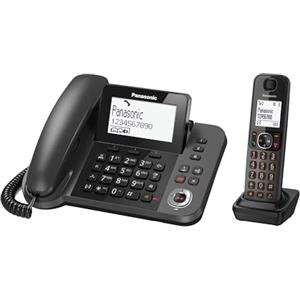 Panasonic KX-TGF320EXM Telefono Digitale Cordless/con Filo con Segreteria Telefonica Digitale, Unità Base e Ricevitore Singolo, Vivavoce, Display Inclinabile, Blocco Chiamate Indesiderate, Nero