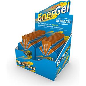 Ultimate Italia - Energel - 24x42g - gusto arancia - Gel energetico con carboidrati, aminoacidi ramificati (BCAA), guaranà e taurina, senza lattosio e glutine