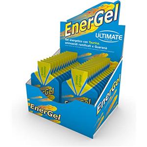 Ultimate Italia - Energel - 24x42g - gusto limone - Gel energetico con carboidrati, aminoacidi ramificati (BCAA), guaranà e taurina, senza lattosio e glutine