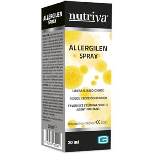 NUTRIVA Allergilen Spray Nasale, Dispositivo Medico, Allergia di Stagione, Naso Chiuso, Muco, Agenti Irritanti, Allergie da Polline, 20ml, con Aloe Vera, Propoli, Mirra, Eucalipto, Pino e Menta