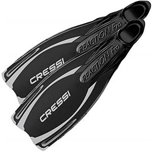 Cressi Reaction Pro Pinne da Snorkeling, Unisex - Adulto, Nero/Argento, 38/39