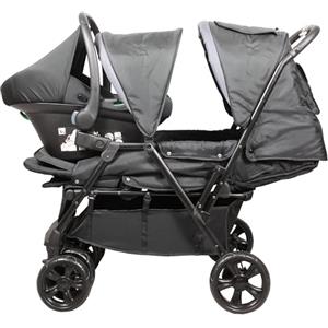 BAMBISOL Passeggino gemellare doppio - BAMBISOL - Passeggino doppio combinato + Seggiolino auto I-size - 4 ruote - Nero