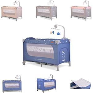 Cangaroo Travel Cot Once upon a time Playpen Due livelli materasso fasciatoio, colori:blu