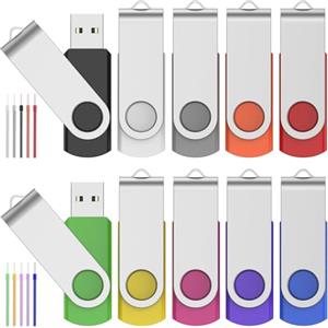 FEBNISCTE Chiavetta USB 512MB Pendrive 10 Pezzi Pennette USB - Girevole Pen Drive 512 MB Piccola Capacità Ottimo Kit Flash Drive - FEBNISCTE Multicolore Memoria USB Penna