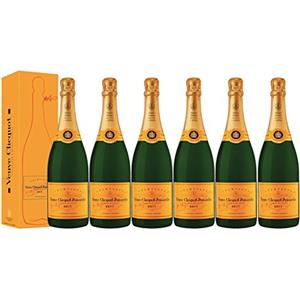 VINADDICT Set di 6 Champagne Veuve Clicquot Brut Carte Jaune Con Astucci, 750 millilitri
