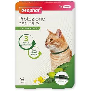 Beaphar Protezione Naturale, Collare Scudo Regolabile per Gatto, con Olio di Neem, Fino a 3 Mesi di Protezione, 35 cm