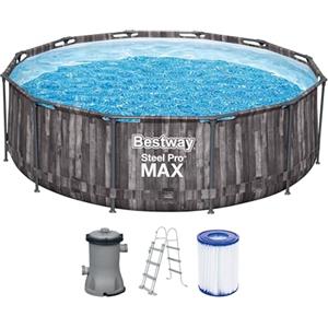 Bestway 5614X Set Piscina Fuori Terra Steel Pro MAX Rotonda da 366x100 cm