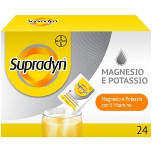 Supradyn Magnesio e Potassio Integratore Multivitaminico con Vitamine B, Vitamina C e Sali Minerali per Stanchezza, Caldo e Sport, 24 Bustine Effervescenti Senza Zucchero, Gusto Arancia