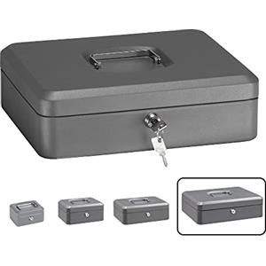 ARREGUI Elegant C9246 Cassetta di sicurezza con chiave per contare e trasportare denaro | Cassetta Portavalori in acciaio con vassoio Portamonete | Cassaforte portatile de 30 cm di larghezza | Grigio