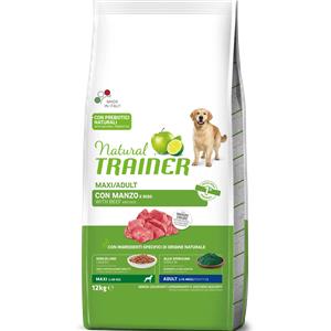 Natural Trainer Maxi Adult con Manzo e Riso - Alimento Secco Completo per Cani Adulti di Taglia Grande - 12 kg