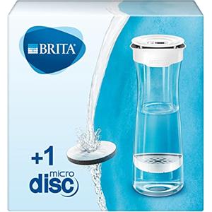 BRITA Bottiglia filtrante per acqua, Bianca (1.3l) - incl. 1 filtro MicroDisc per la riduzione di cloro, PFAS*, erbicidi, pesticidi e impurità