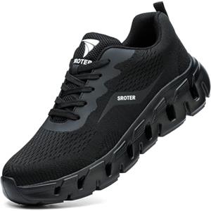 HEOAARG Scarpe Antinfortunistiche Uomo Donna Leggere Scarpe da Lavoro con Punta in Acciaio Comode Antiforatura Scarpe Sicurezza，Nero 38 EU