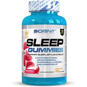 Scenit Redefining your Body SLEEP Gummies - 70 unità - Melatonina per dormire - Con 5 ingredienti fondamentali - Con melatonina, ashwagandha, camomilla, melissa e lavanda - Melatonina forte (Gummies Gusto lampone)