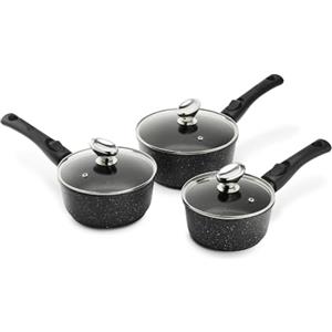 Pradel Excellence - PCUI001031-3 Pentole in ghisa di alluminio, Ø 16,18,20 cm, coperchi - Rivestimento antiaderente in pietra - Manici rimovibili - Tutto il fuoco