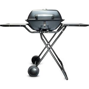 Korona 46222 - Barbecue elettrico con ruote, 2400 Watt, superficie griglia XXL divisa, scanalata e liscia, con coperchio e indicatore di temperatura