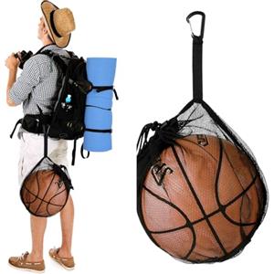 Nogeqi Rete da pallacanestro per zaino, 40 x 33 cm, portatile, rete da pallacanestro, borsa a rete per pallavolo, pallamano