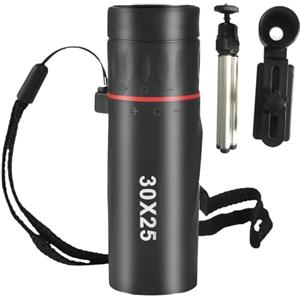 Generic Telescopio monoculare Zoom, telescopio per bird watching, 30 x 25, leggero ad alta definizione, per viaggi, escursionismo, osservazione della fauna selvatica, treppiede adattatore per smartphone