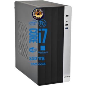 VOKOT Pc Fisso i7 intel core i7-8700 Cpu fino a 4.60ghz, 32gb Ram, Ssd da 1TB, Wifi Incluso, Windows 11 Pro, Office 2019, Computer PC Desktop completo per ufficio,casa pronto all'uso