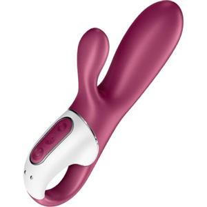 Satisfyer, vibratore rabbit Bluetooth, Hot Bunny Connect App, 17,5 cm, con app, con funzione riscaldante, 2 motori, in silicone