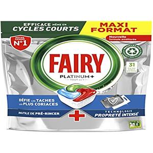 FAIRY Platinum Plus Tablet Lavastoviglie All In One, Brezza Fresca Alle Erbe, Pulizia Ottimale Per Stoviglie Pulite Come Nuova, Restituisce La Luminosità E Previene Il Calcare, 31 Capsule