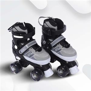 Endless EL1029 Adjustable Roller Skates Medium Size 34 EUR (UK 1.5) - 38 EUR (UK 5) for 6 to 12 Years | Black | Strong Chassis and 70 mm PU Four Flashing Wheels | ABEC 7 Bearings | Indoor and Outdoor