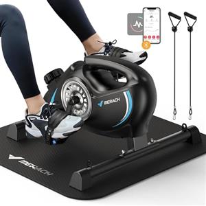 MERACH Cyclette da Seduti, Pedaliera Trainer per Gambe per Casa, Mini Cyclette con 2 Fasce di Resistenza e Tappetino Antiscivolo, Dispositivo Fitness per Home Trainer per Ufficio a Casa, Salvaspazio