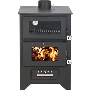 Divina Fire Stufa A Legna Con Forno Silvia Nera 14,6 Kw L50,5xp58,5xh90,5